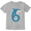 imageTeeStars  6th Birthday Shark Party Gift for Six Years Old Youth Kids TShirtGray
