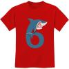 imageTeeStars  6th Birthday Shark Party Gift for Six Years Old Youth Kids TShirtRed