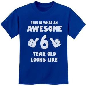 imageAwesome 6 Year Old 6th Birthday Shirt Gifts for Girls Boys Youth Kids TShirtBlue