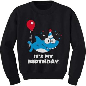 imageBirthday Boy or Girl Shark Top Funny Gift Toddler Kids SweatshirtBlack