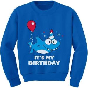 imageBirthday Boy or Girl Shark Top Funny Gift Toddler Kids SweatshirtBlue