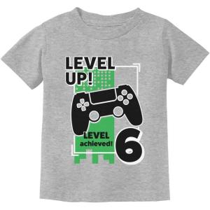 imageGamer Birthday Shirt Level Up Video Game 6th Birthday Youth Kids TShirtGray