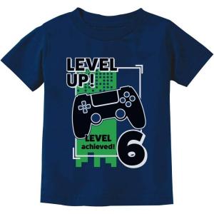 imageGamer Birthday Shirt Level Up Video Game 6th Birthday Youth Kids TShirtNavy