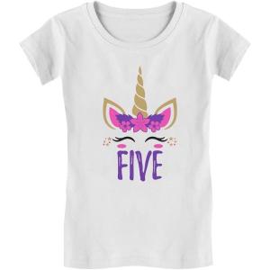 imageGift for 5 Year Old Girl Unicorn 5th Birthday Infant Girls Fitted TShirtWhite