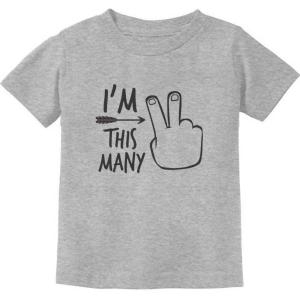 imageIm This Many 2 Year Old Boy Girl 2nd Birthday Toddler Kids TShirtGray
