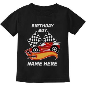 imagePersonalized Birthday Boy Shirt Boy Race Car Custom Toddler Kids TShirtBlack