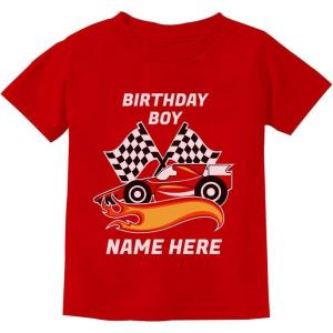 imagePersonalized Birthday Boy Shirt Boy Race Car Custom Toddler Kids TShirtRed