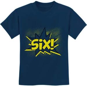 imageSix 6th Birthday Shirt 6 Years Old Gifts Superhero Party Kids TShirtNavy