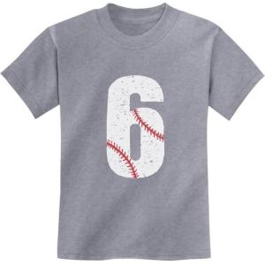 imageTeeStars  Baseball 6th Birthday Gift for Six Year Old Youth Kids TShirtGray