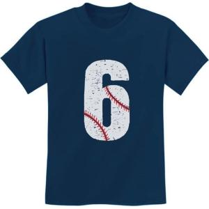 imageTeeStars  Baseball 6th Birthday Gift for Six Year Old Youth Kids TShirtNavy