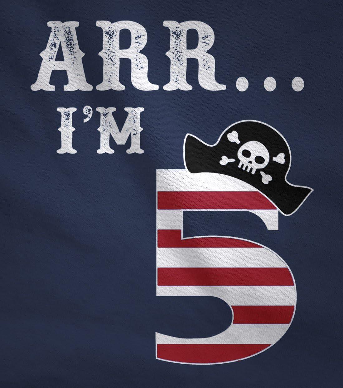 imageARR Im 5 Pirate 5th Birthday Shirt Boy Girl Five Years Old Kids TShirtGray