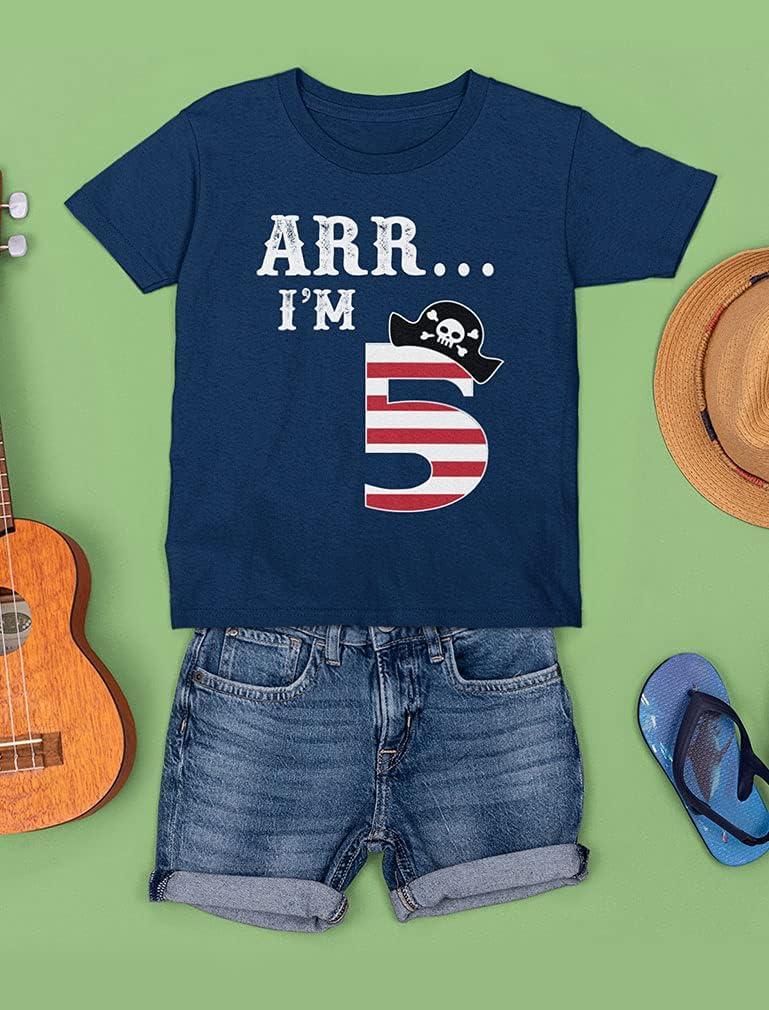 imageARR Im 5 Pirate 5th Birthday Shirt Boy Girl Five Years Old Kids TShirtNavy