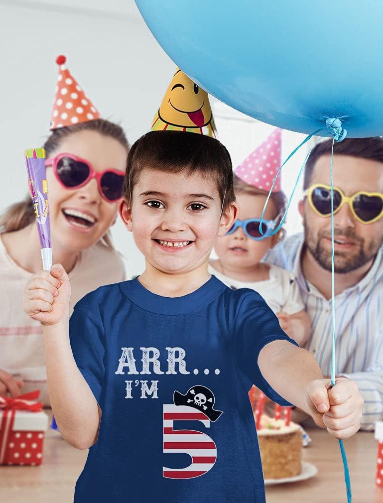 imageARR Im 5 Pirate 5th Birthday Shirt Boy Girl Five Years Old Kids TShirtRed
