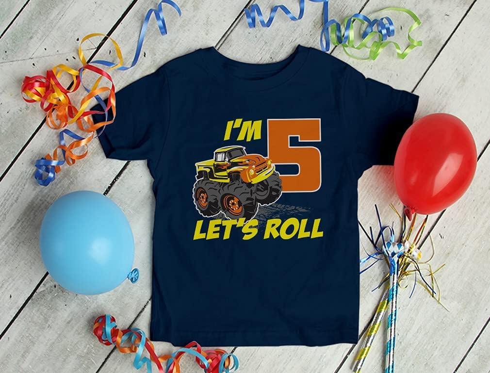 imageBirthday Gift for 5 Year Old Boy Truck 5th Birthday Boys Toddler Kids TShirtBlack