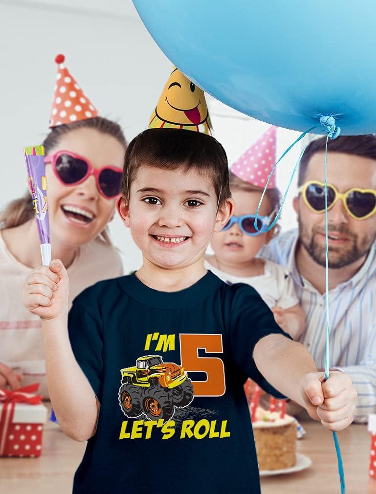imageBirthday Gift for 5 Year Old Boy Truck 5th Birthday Boys Toddler Kids TShirtGray
