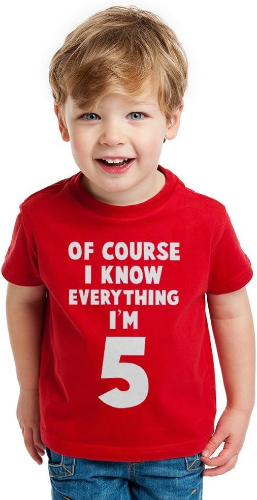 imageI Know Everything Im 5 5th Birthday Shirt Boy Girl Five Year Old Kids TShirtBlack