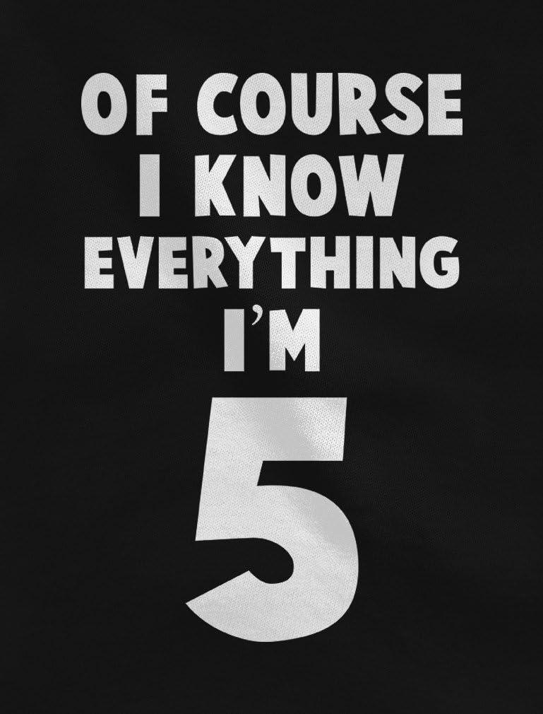 imageI Know Everything Im 5 5th Birthday Shirt Boy Girl Five Year Old Kids TShirtBlue