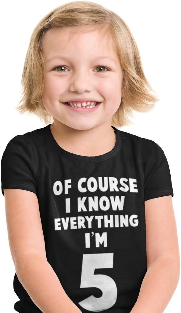 imageI Know Everything Im 5 5th Birthday Shirt Boy Girl Five Year Old Kids TShirtBlue