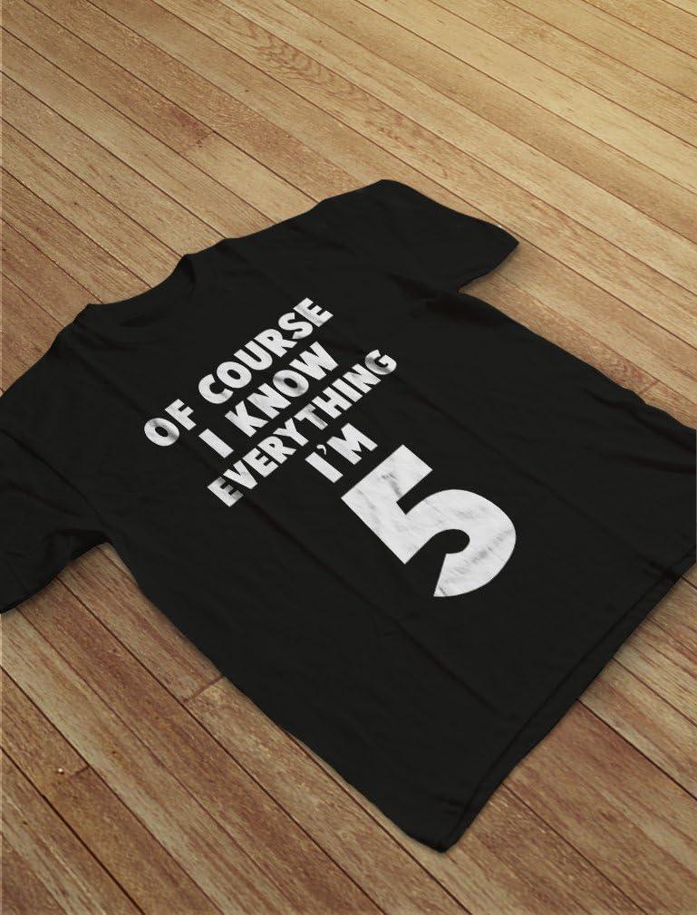 imageI Know Everything Im 5 5th Birthday Shirt Boy Girl Five Year Old Kids TShirtBlue