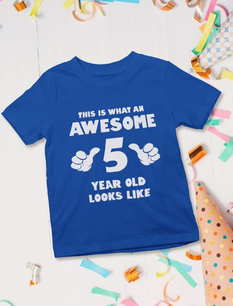 imageTstars Awesome 5 Year Old 5th Birthday Shirt Gifts for Girls Boys Toddler KidsBlue
