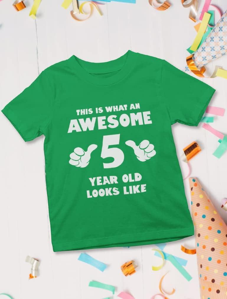 imageTstars Awesome 5 Year Old 5th Birthday Shirt Gifts for Girls Boys Toddler KidsGreen