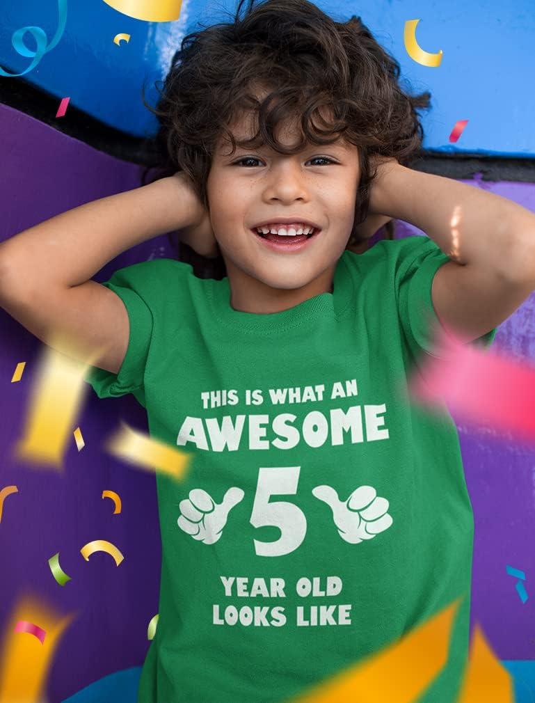 imageTstars Awesome 5 Year Old 5th Birthday Shirt Gifts for Girls Boys Toddler KidsGreen