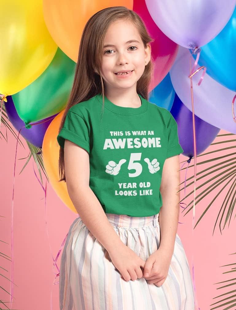 imageTstars Awesome 5 Year Old 5th Birthday Shirt Gifts for Girls Boys Toddler KidsGreen