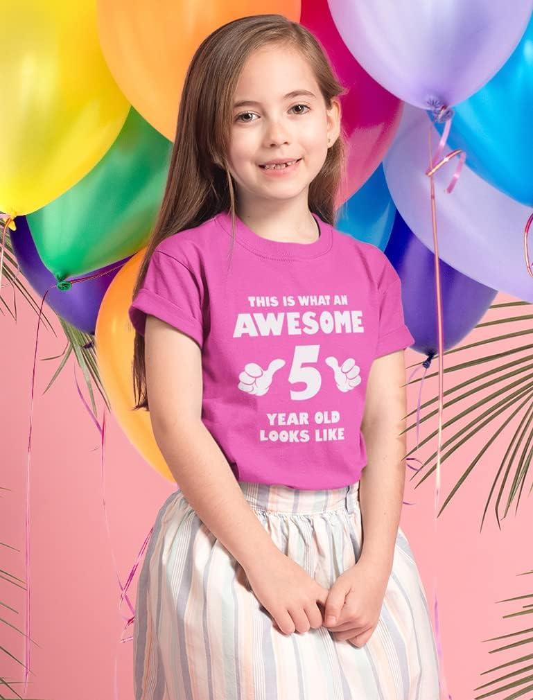 imageTstars Awesome 5 Year Old 5th Birthday Shirt Gifts for Girls Boys Toddler KidsPink