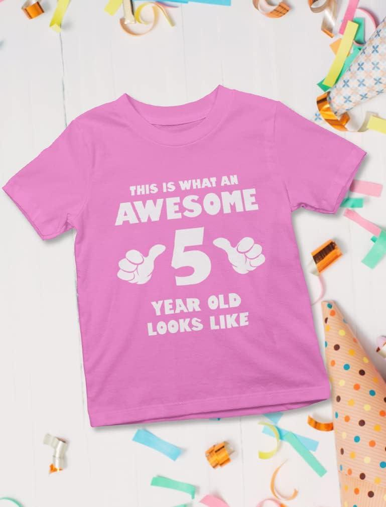 imageTstars Awesome 5 Year Old 5th Birthday Shirt Gifts for Girls Boys Toddler KidsPink