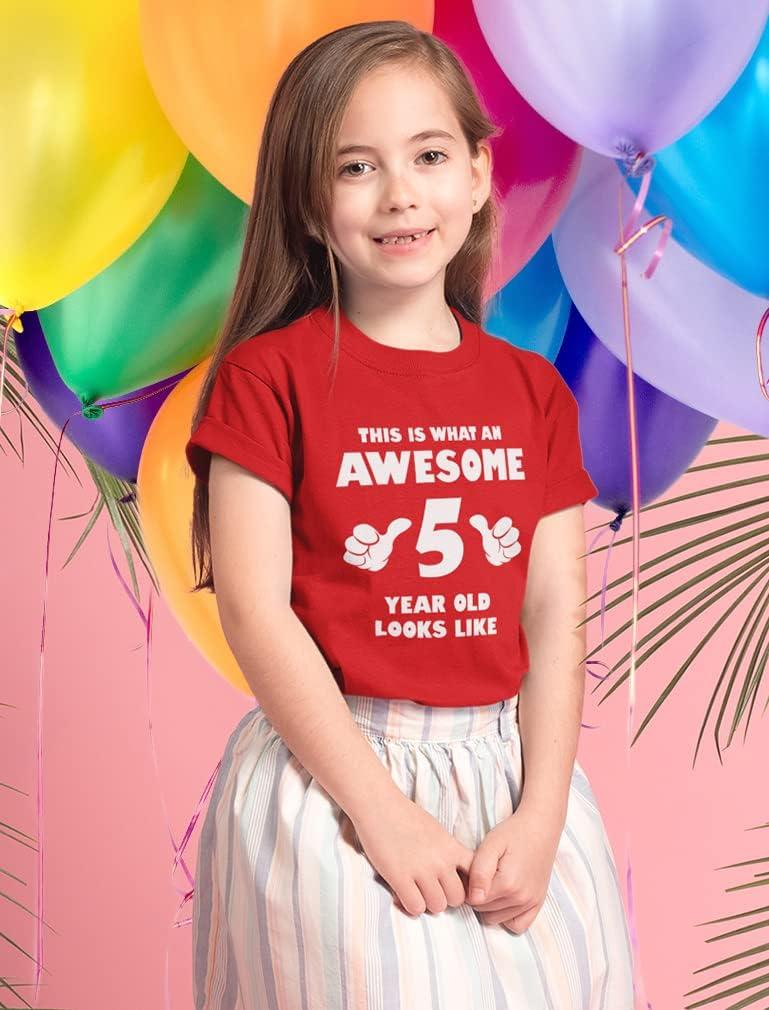 imageTstars Awesome 5 Year Old 5th Birthday Shirt Gifts for Girls Boys Toddler KidsRed