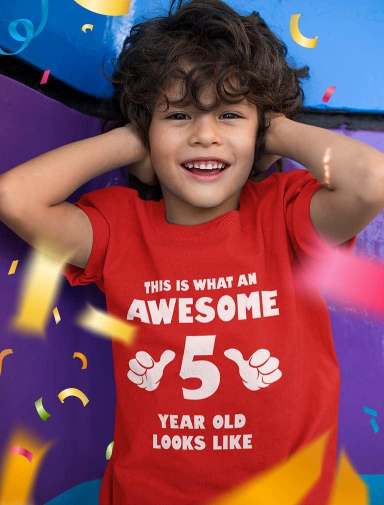 imageTstars Awesome 5 Year Old 5th Birthday Shirt Gifts for Girls Boys Toddler KidsRed