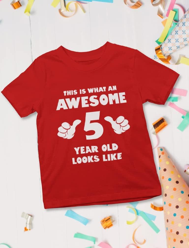 imageTstars Awesome 5 Year Old 5th Birthday Shirt Gifts for Girls Boys Toddler KidsRed