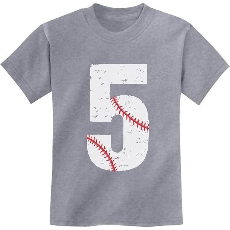 imageBaseball 5th Birthday Shirt Boy Girl Gifts 5 Year Old Toddler Kids TShirtGray