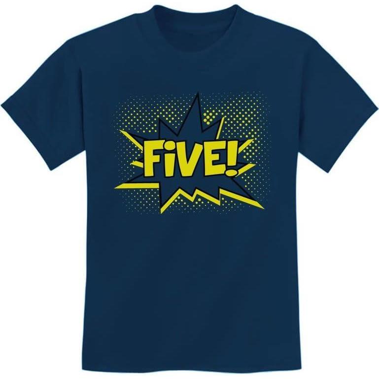 imageFour 4th Birthday Shirt 4 Years Old Gifts Superhero Party Kids TShirtNavy