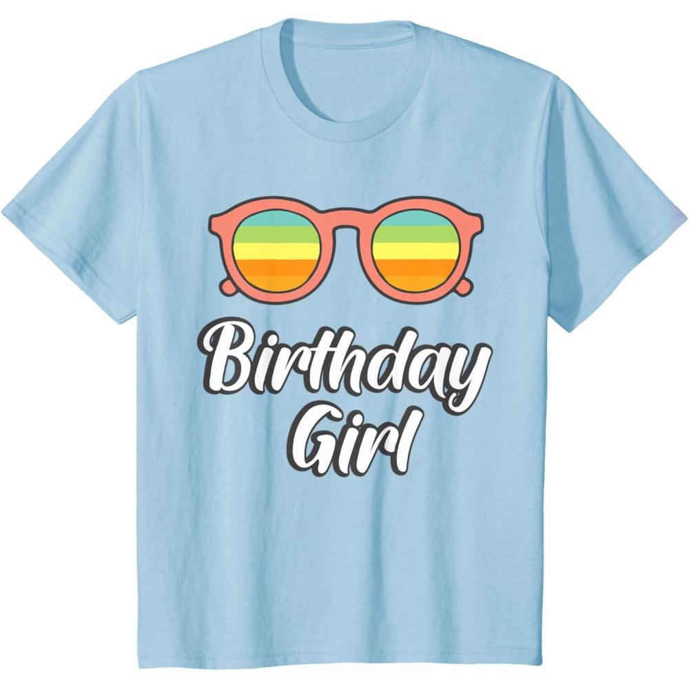imageKids Birthday Girl 2nd 3rd 4th 5th 6th 7th 8th Summer Vibes TShirtBaby Blue