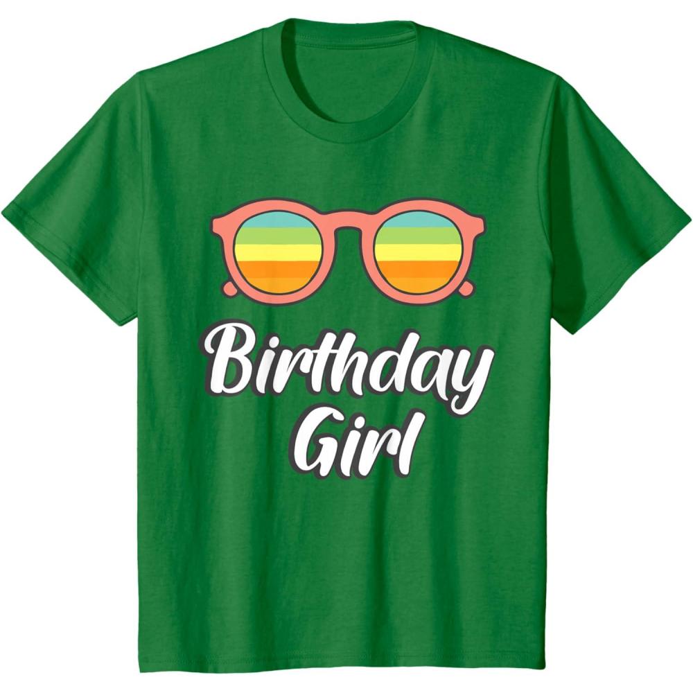 imageKids Birthday Girl 2nd 3rd 4th 5th 6th 7th 8th Summer Vibes TShirtKelly Green
