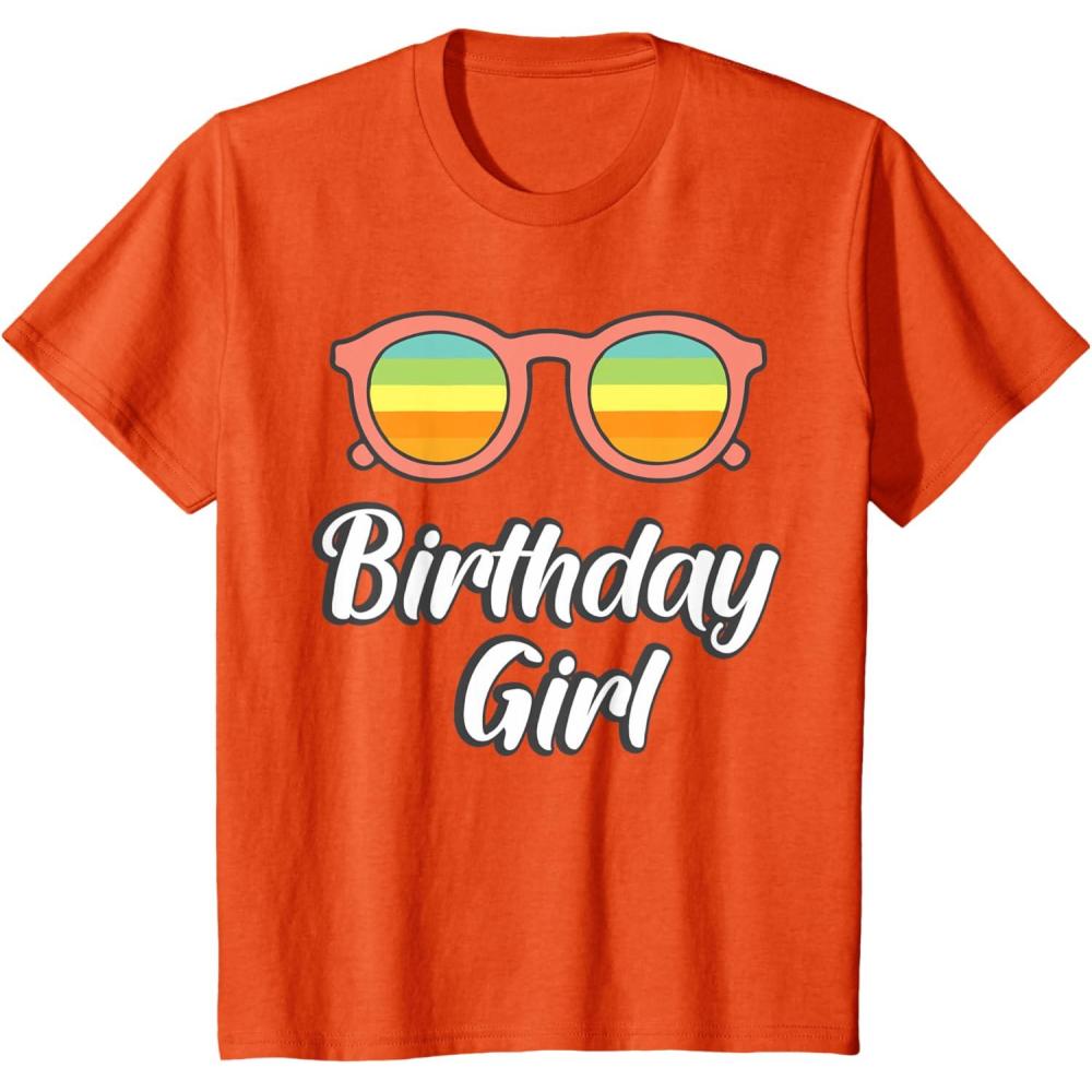 imageKids Birthday Girl 2nd 3rd 4th 5th 6th 7th 8th Summer Vibes TShirtOrange