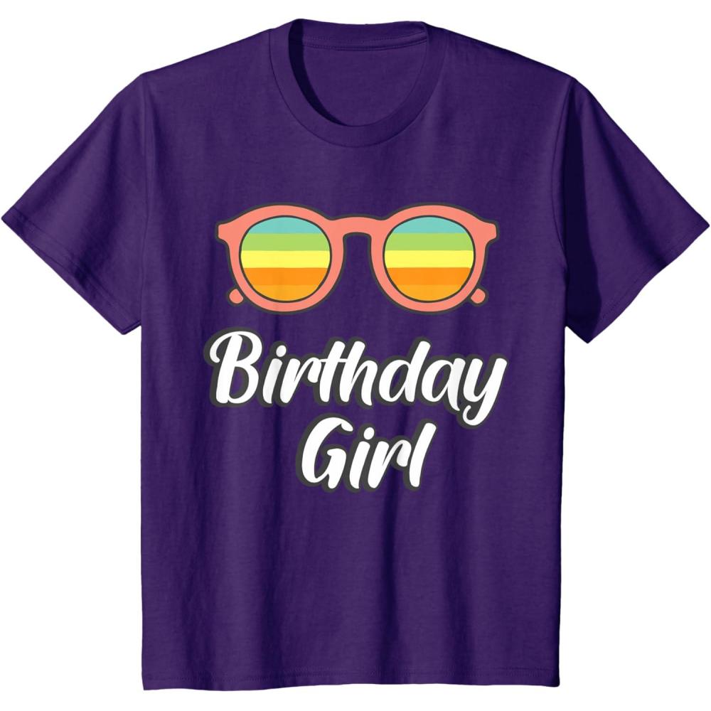 imageKids Birthday Girl 2nd 3rd 4th 5th 6th 7th 8th Summer Vibes TShirtPurple