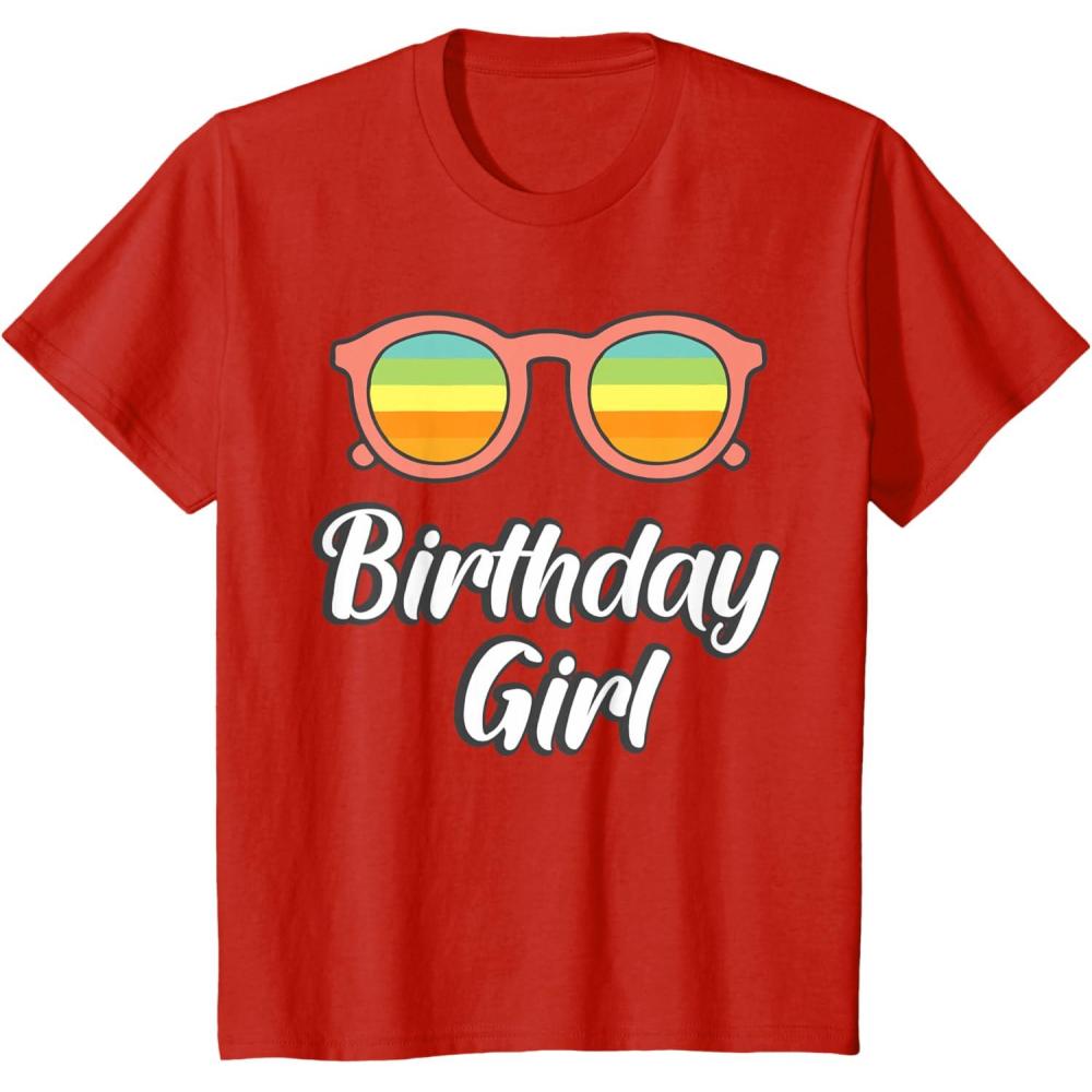 imageKids Birthday Girl 2nd 3rd 4th 5th 6th 7th 8th Summer Vibes TShirtRed