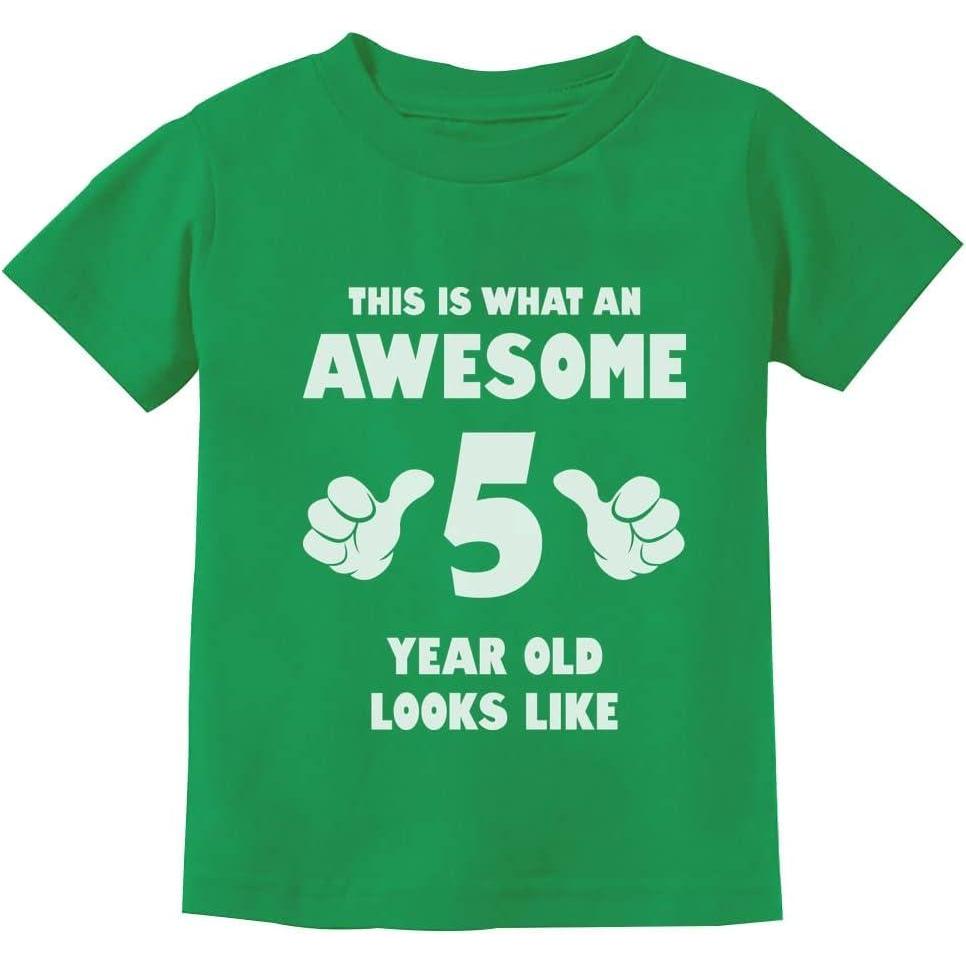 imageTstars Awesome 5 Year Old 5th Birthday Shirt Gifts for Girls Boys Toddler KidsGreen
