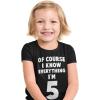 imageI Know Everything Im 5 5th Birthday Shirt Boy Girl Five Year Old Kids TShirtBlue