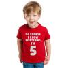 imageI Know Everything Im 5 5th Birthday Shirt Boy Girl Five Year Old Kids TShirtBlue