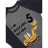imageTstars 5th Birthday Gift Construction Party 34 Sleeve Baseball Jersey Toddler ShirtDark Gray