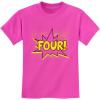 imageFour 4th Birthday Shirt 4 Years Old Gifts Superhero Party Kids TShirtPink