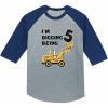 imageTstars 5th Birthday Gift Construction Party 34 Sleeve Baseball Jersey Toddler ShirtBlue