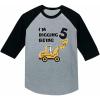imageTstars 5th Birthday Gift Construction Party 34 Sleeve Baseball Jersey Toddler ShirtDark Gray