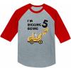 imageTstars 5th Birthday Gift Construction Party 34 Sleeve Baseball Jersey Toddler ShirtRed