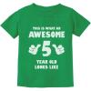 imageTstars Awesome 5 Year Old 5th Birthday Shirt Gifts for Girls Boys Toddler KidsGreen