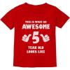 imageTstars Awesome 5 Year Old 5th Birthday Shirt Gifts for Girls Boys Toddler KidsRed