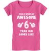 imageWhat an Awesome 6 Year Old Looks Like 6th Birthday Kids Girls Fitted TShirtWow Pink